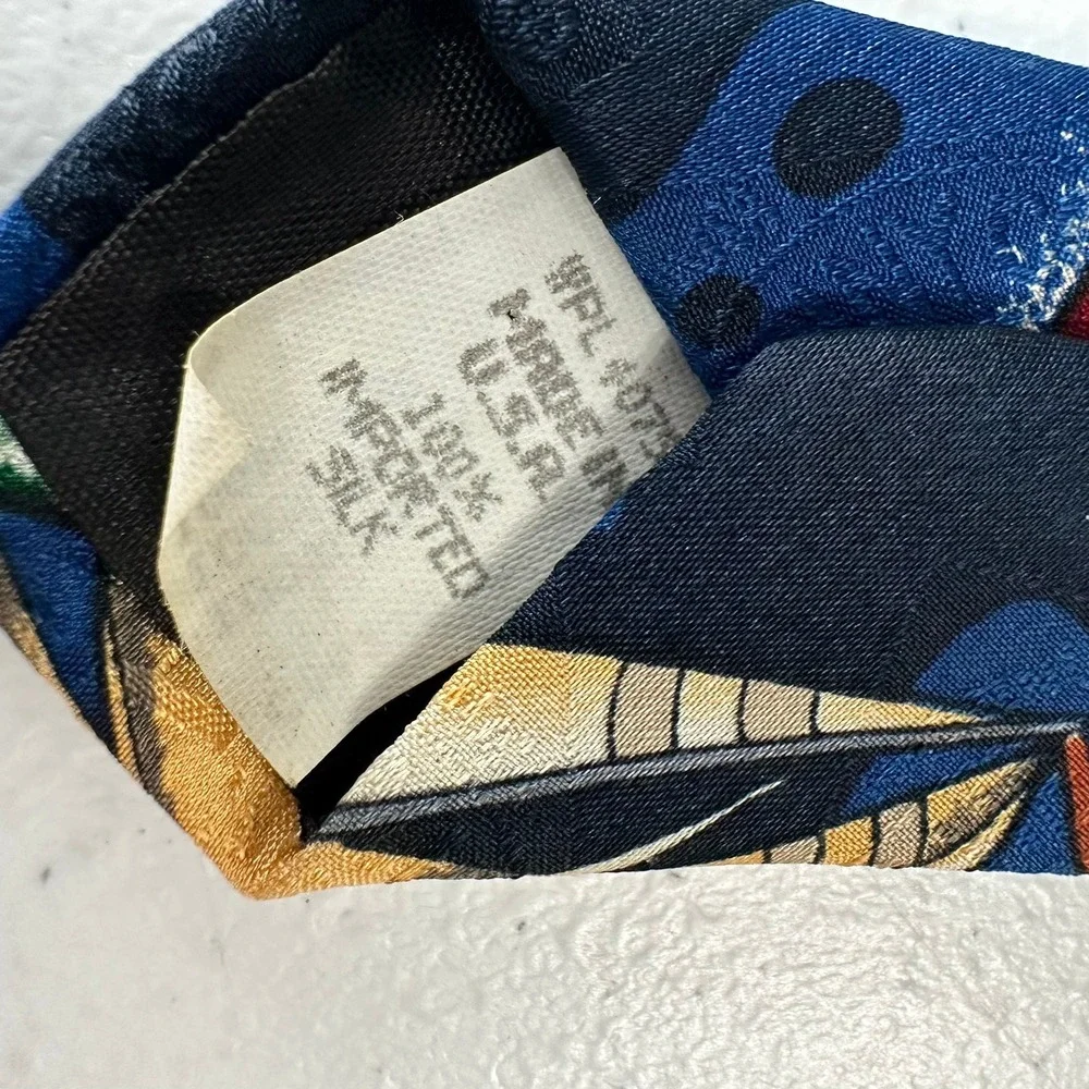 Tabasco Mens Silk Necktie Navy Blue Sailboat Hot Sauce Novelty Made in USA